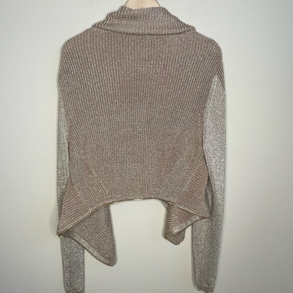 kenneth Cole two tone gold sparkle draped cardigan - Picture 3 of 7